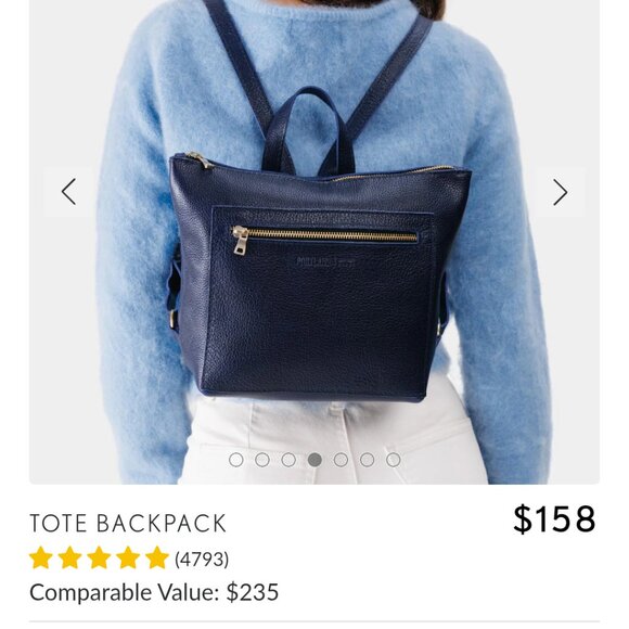 Portland Leather Small Tote Backpack, Cobalt blue, NWT - Picture 4 of 11